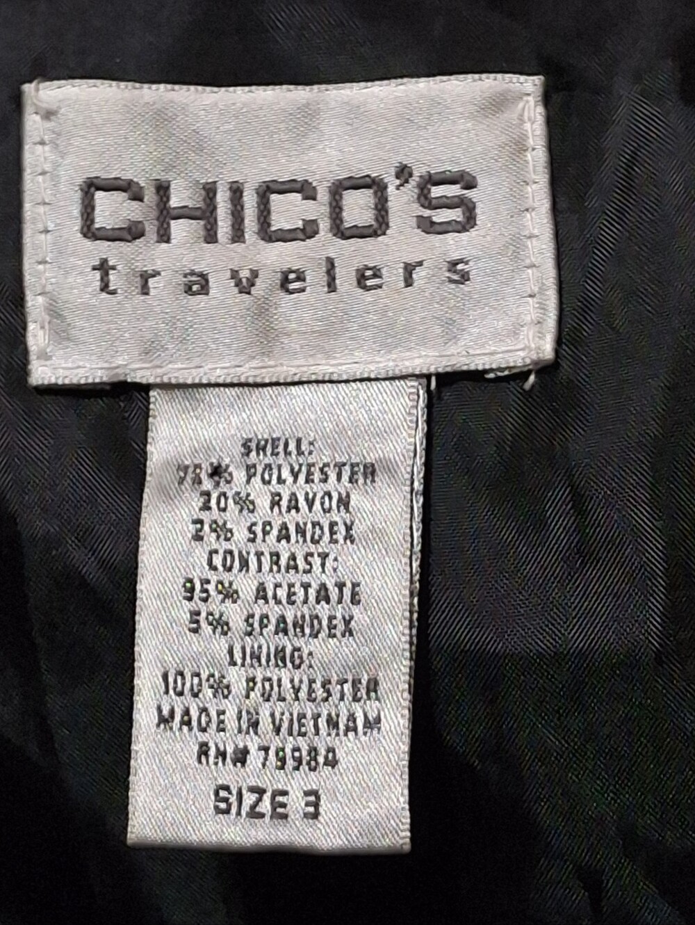 Chico's Travelers Black & White Houndstooth Zip Front Blazer Jacket Women Size 3 - Picture 2 of 16